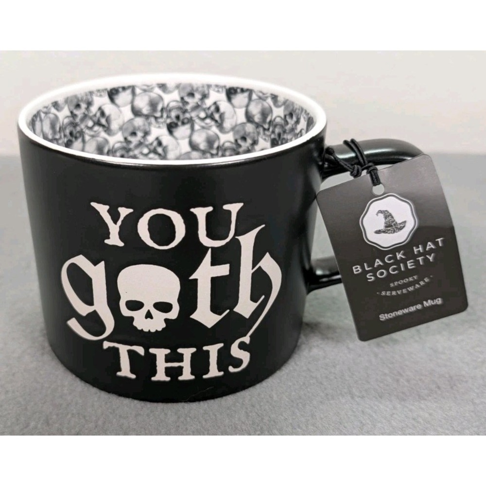 Black Hat Society 16 oz Stoneware You Goth This Mug Skulls Spooky Halloween
